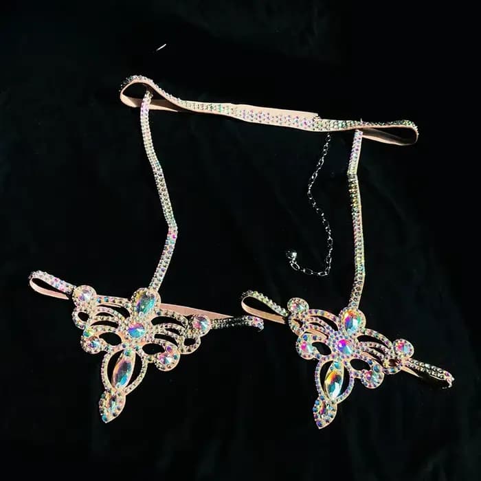 Boucles de jambe en chaîne de taille à boucle traversante pour danse du ventre, diamants super scintillants, diamants colorés, Costumes de danse exotiques, boucles d'oreilles, accessoires