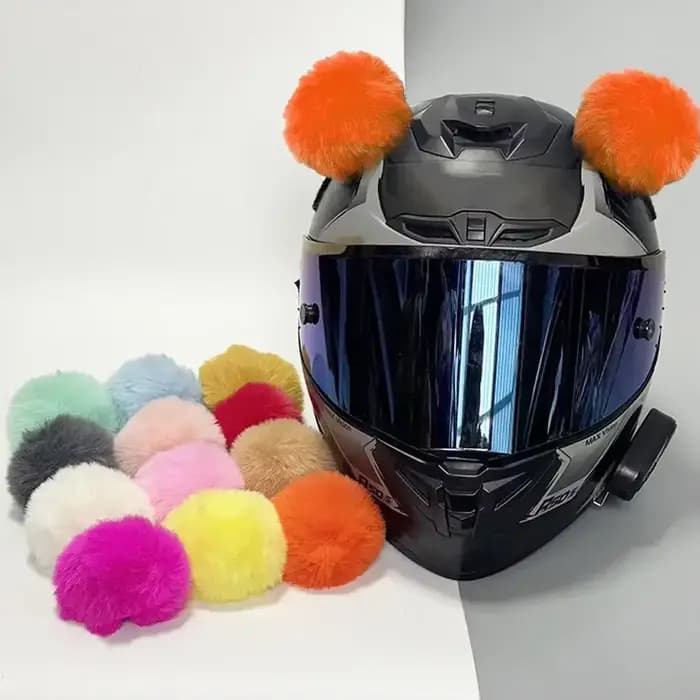 Autocollants Oreilles de Chat en Peluche pour Casque de Moto
