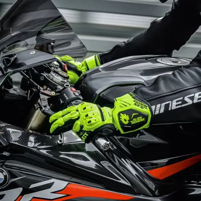 Gantelet gants de moto hommes vert course Guantes femmes rouge longue manchette en peau de mouton gant route
