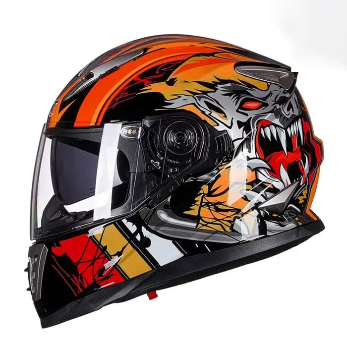 Casque de moto intégral hommes femmes DOT hiver sécurité Anti-buée étanche double lentille équitation