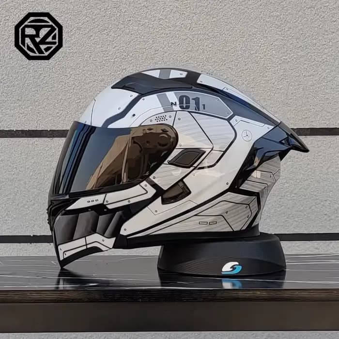 Casque de moto de course intégral avec double pare-soleil