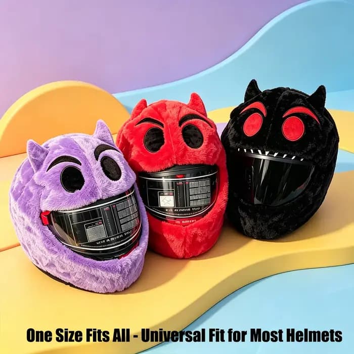 Housse de casque de moto en peluche animale de dessin animé