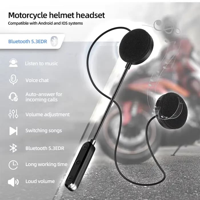 Casque de Moto casque Bluetooth 5.3 sans fil mains libres Kit d'appel stéréo pour cavalier équitation lecteur de musique MP3 Moto écouteur