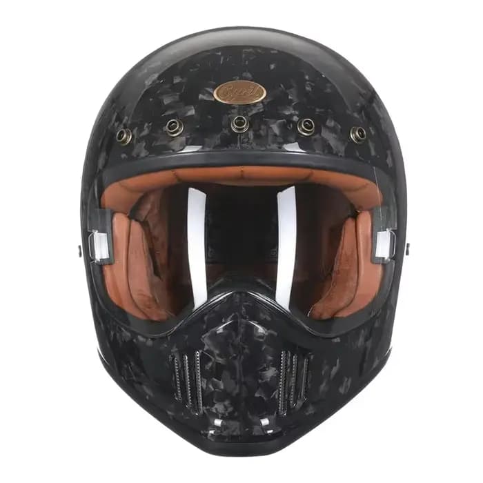 Casque de moto intégral léger en fibre de carbone pour hommes et femmes