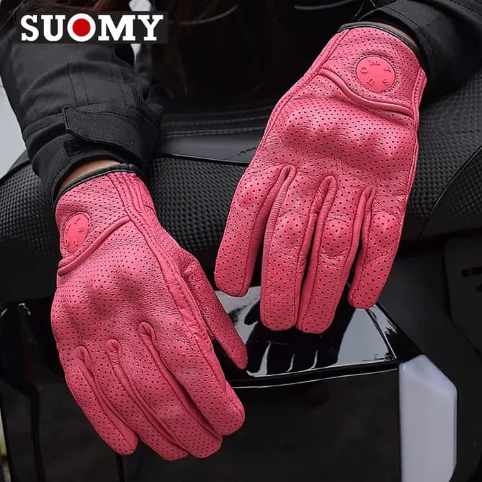 Gants en cuir véritable femme pour moto rétro Anti-chute