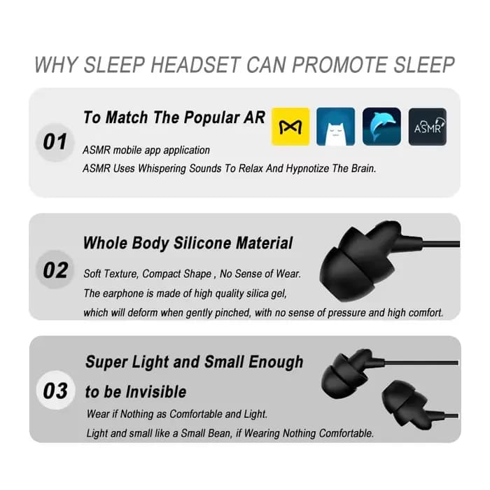 Écouteurs filaires pour le sommeil, casque de Sport, Anti-bruit, doux, sommeil dans l'oreille, basse profonde, écouteurs stéréo avec Microphone, 1.2M