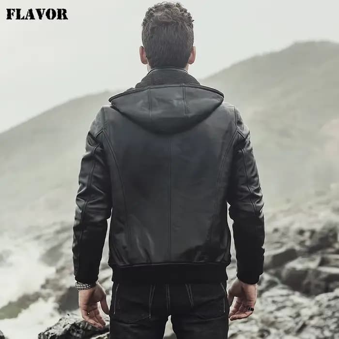 Veste en cuir d'agneau véritable pour homme FLAVOR