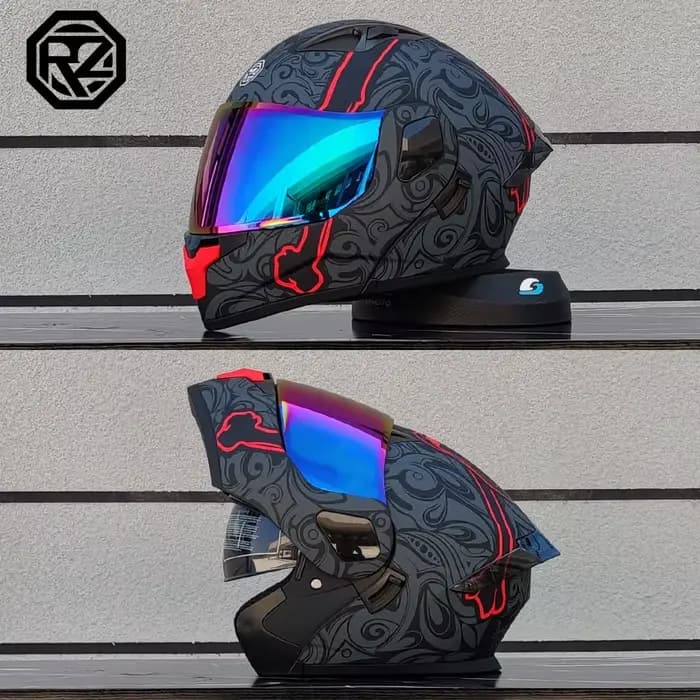 ORZ personnalisé Moto casque intégral hommes femmes mode double lentille casques Motocross course modulaire rabattable