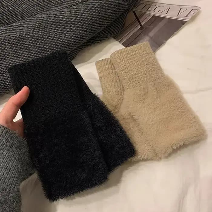 1 pièce-gants demi-doigt chauds et résistants au froid pour femmes en automne et en hiver