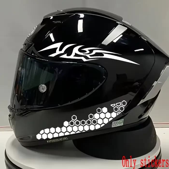 Autocollant géométrique rouge pour casque de moto