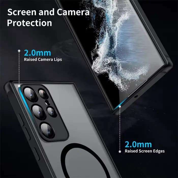 Étui de luxe pour chargement sans fil Magsafe, étui transparent mat résistant aux chocs pour Samsung Galaxy S20 S21 S22 S23 FE S24 S25 Plus S25 Ultra