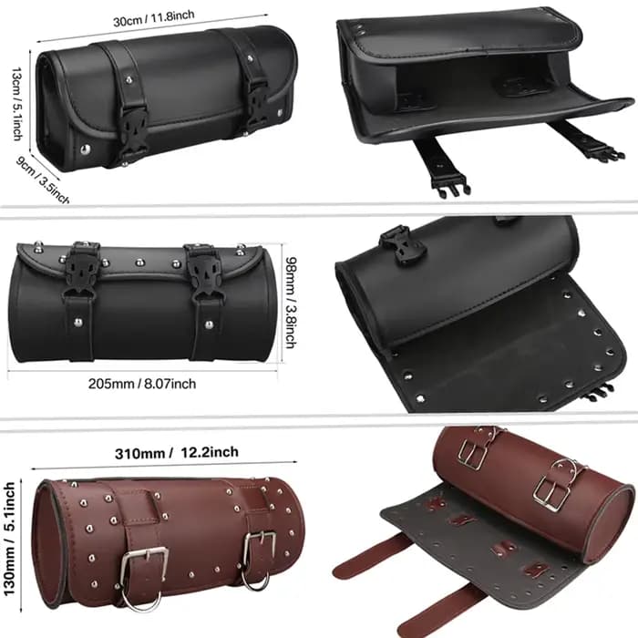 Sac de moto sacoches en cuir PU fourche avant queue sac à outils bagages pour Harley Chopper Bobber Cruiser Sportster XL 883 1200