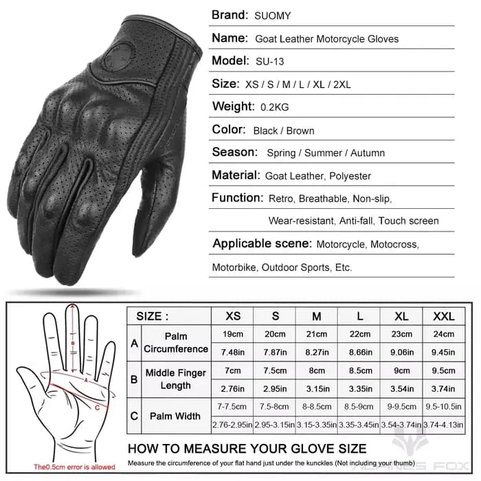 Gants de moto en cuir vintage d'été pour hommes et femmes