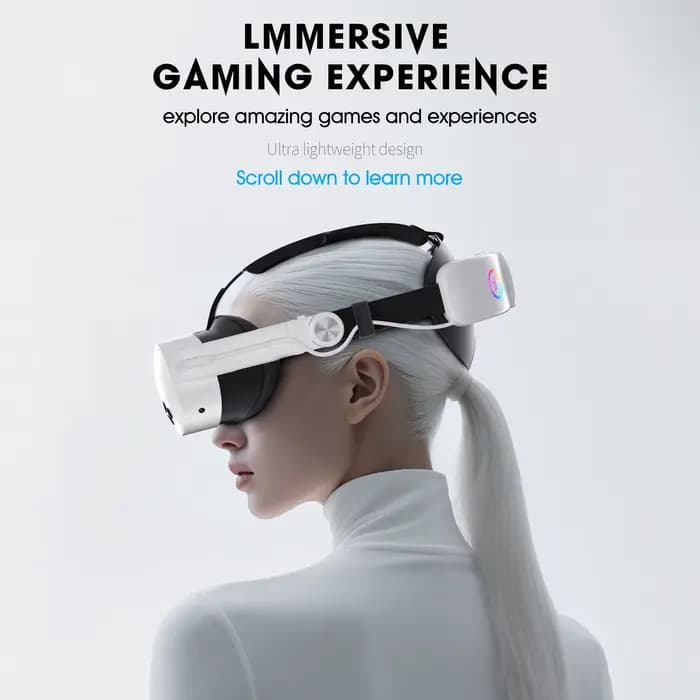 Sangle de casque VR avec batterie 10000 mAh pour Meta Quest 3/3S/2 - Libération à un clic brevetée, jeu VR équilibré et confortable