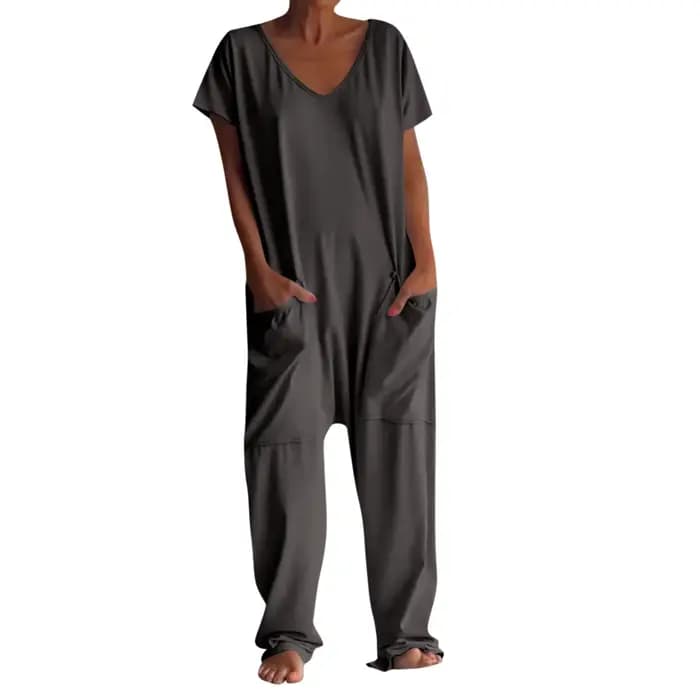 Combinaison à Manches Courtes pour Femme, Vêtement Décontracté, Confortable, avec Poches, Tendance