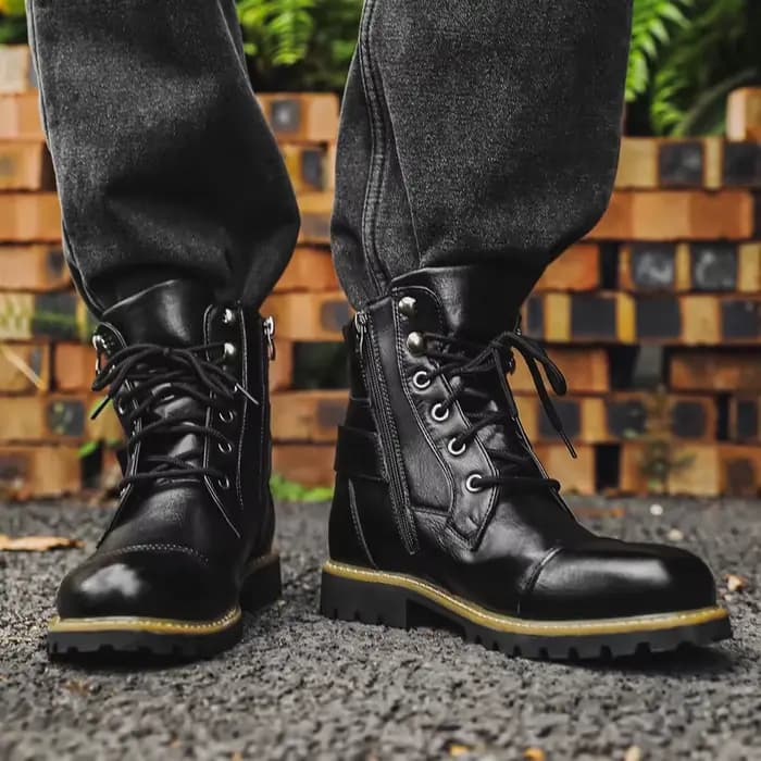 Bottines de moto en cuir pour hommes