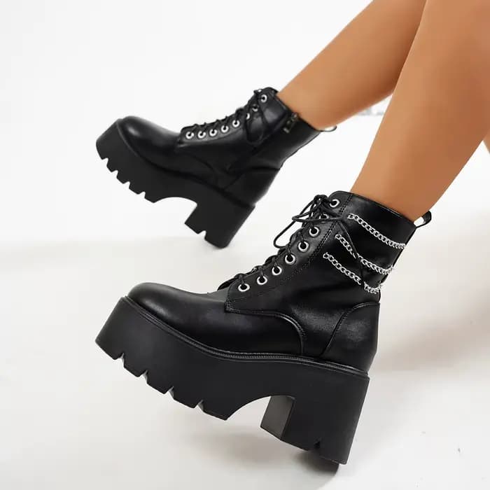 Punk Goth femmes moto bottes en plein air plate-forme talons hauts chaussures femme 2025 nouvelle marque de luxe