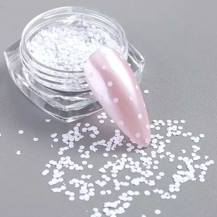 Accessoires de nail art à pois noirs et blancs scintillants, nail art rétro à motifs floraux et paillettes, paillettes rondes polyvalentes DIY