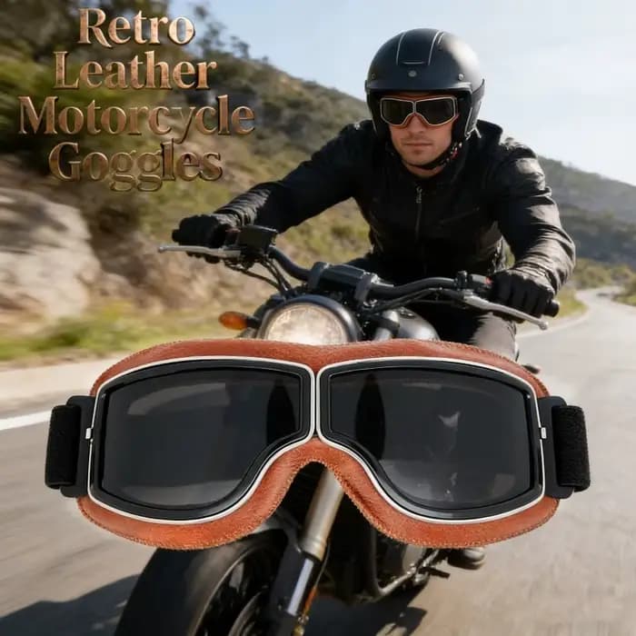 1 paire de lunettes de moto rétro en cuir