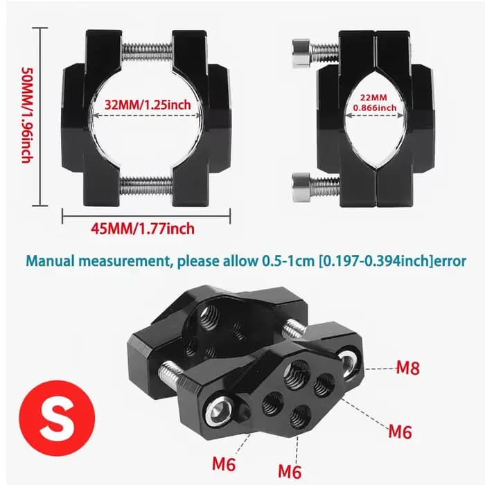 Support de fixation pour guidon de moto 22-32mm