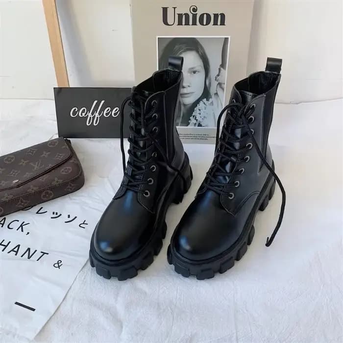 Bottes à Baril Court en Cuir pour Femme