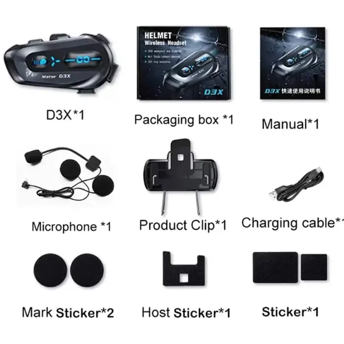 Interphone pour casque de moto demi-Duplex 600M