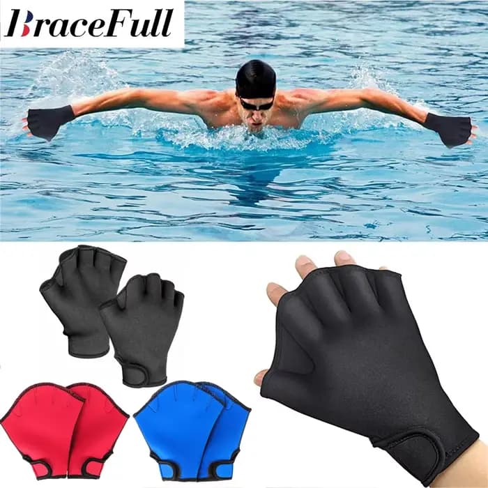 1 paire de gants de natation, gants d'entraînement de natation aquatique, Fitness, résistance à l'eau, ajustement aquatique, entraînement au pagaie, sans doigts