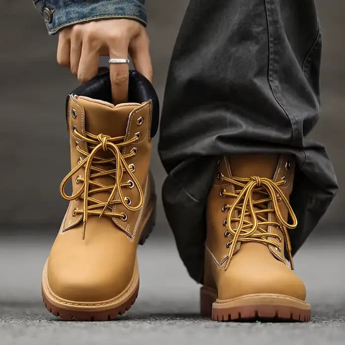 Hommes bottes hautes chaussures en cuir