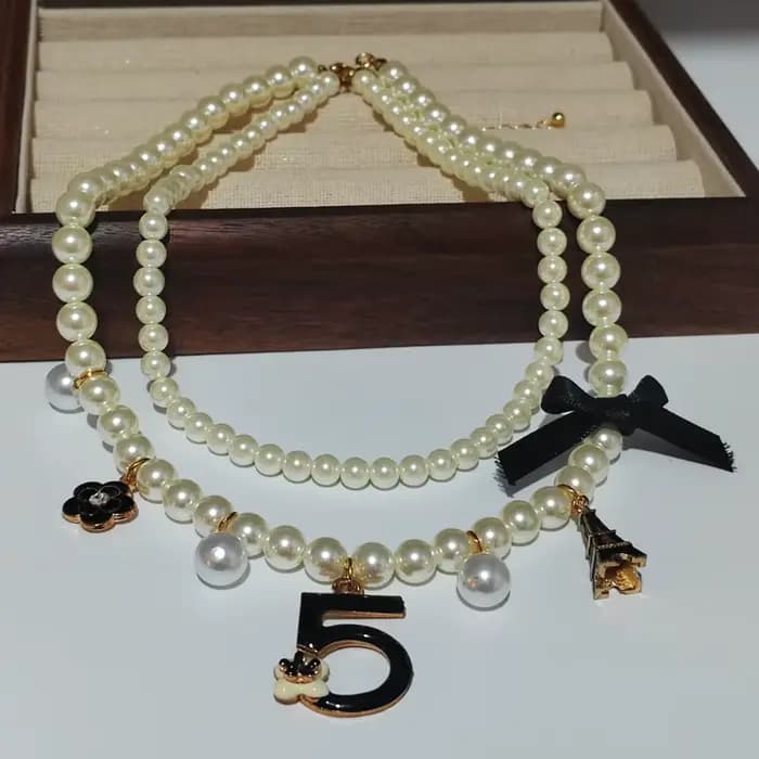 Ensemble de bijoux tendance pour femme, tour de cou, collier de perles, boucle d'oreille, accessoires de fête