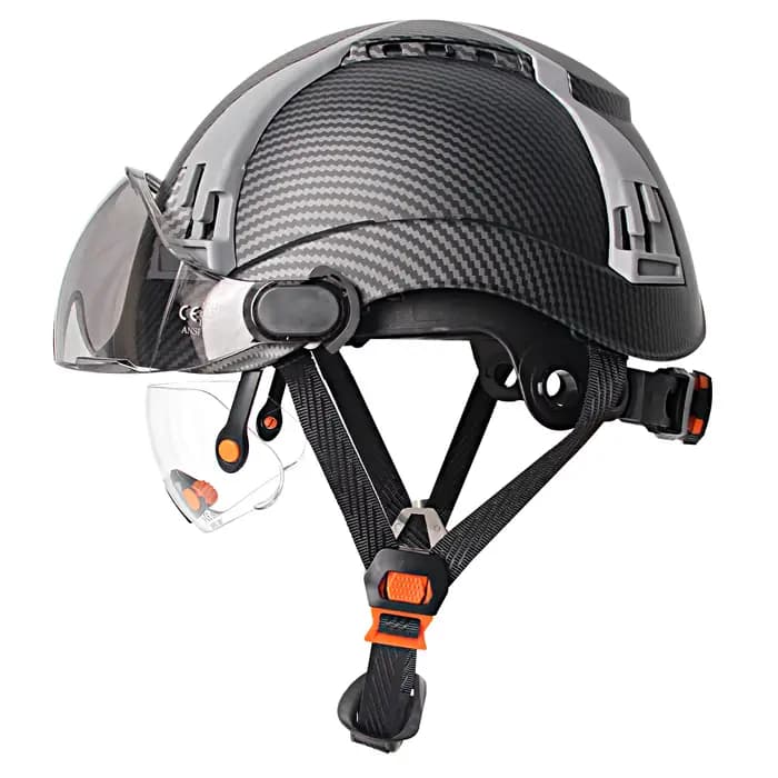 Casque de sécurité en fibre de carbone CE avec double visière