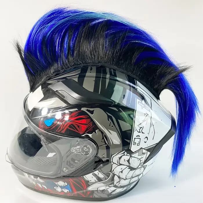 Personnalité créative moto casque électrique décoration Mohawk perruque