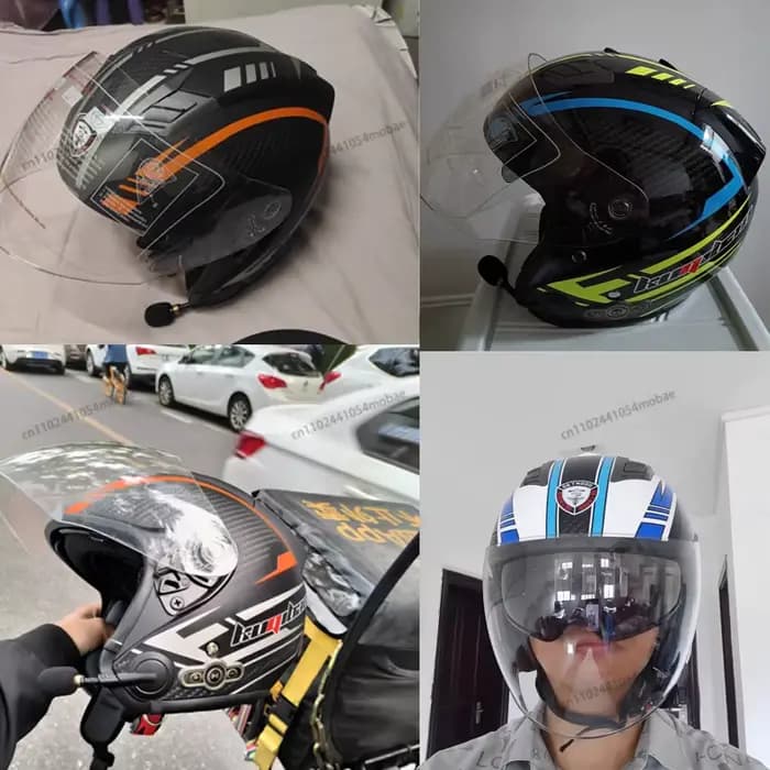 Kuqibao casque de moto avec lentille Bluetooth Hd intégrée casques de motocross Aprobado Por DOT ABS Crash Casco demi-casque