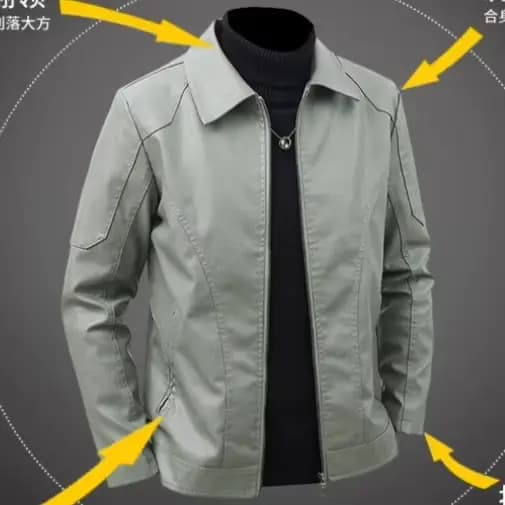 Blouson en cuir à revers pour homme