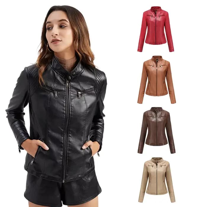 Veste de Moto en simili cuir pour femmes