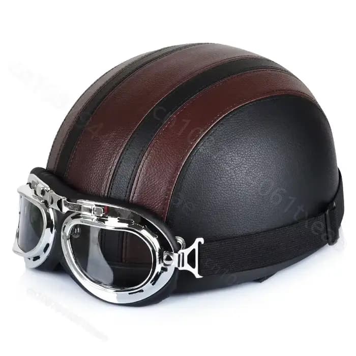 Casque de moto en cuir rétro personnalisé