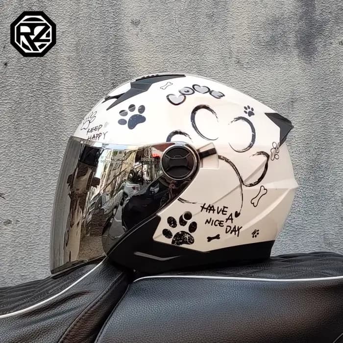 ORZ casque De Moto demi visage Double lentille