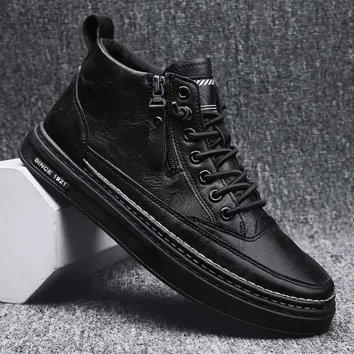 Bottes en cuir avec fermeture éclair pour homme