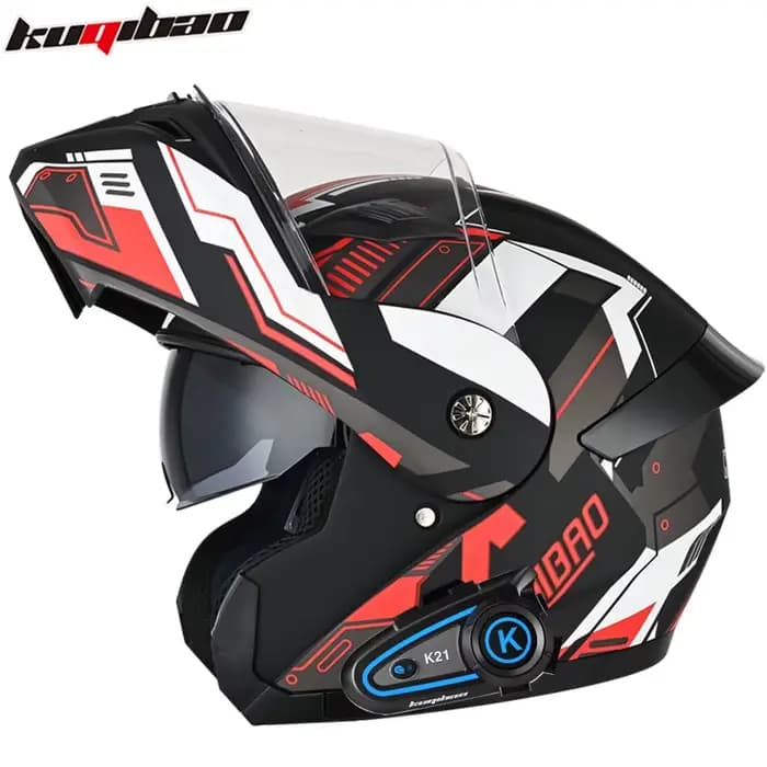 Casque de moto KUQIBAO avec casque Bluetooth intégré