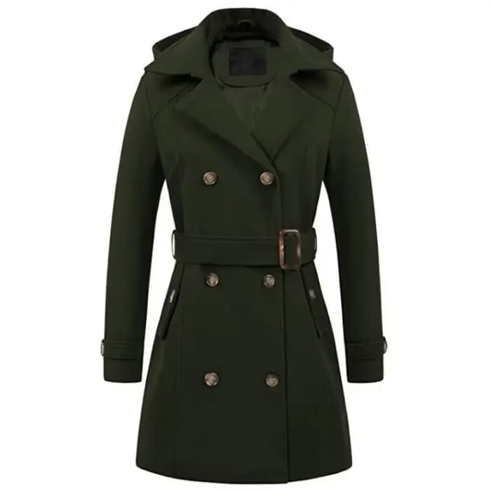 Vestes à capuche mi-longues pour femmes, pardessus croisés pour dames, col coloré à revers en laine, haut d'hiver, streetwear féminin