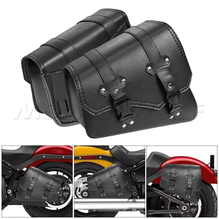 Sac de selle latéral de moto en cuir synthétique Triangle