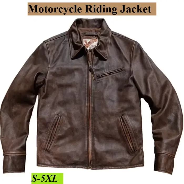Veste en cuir véritable pour moto
