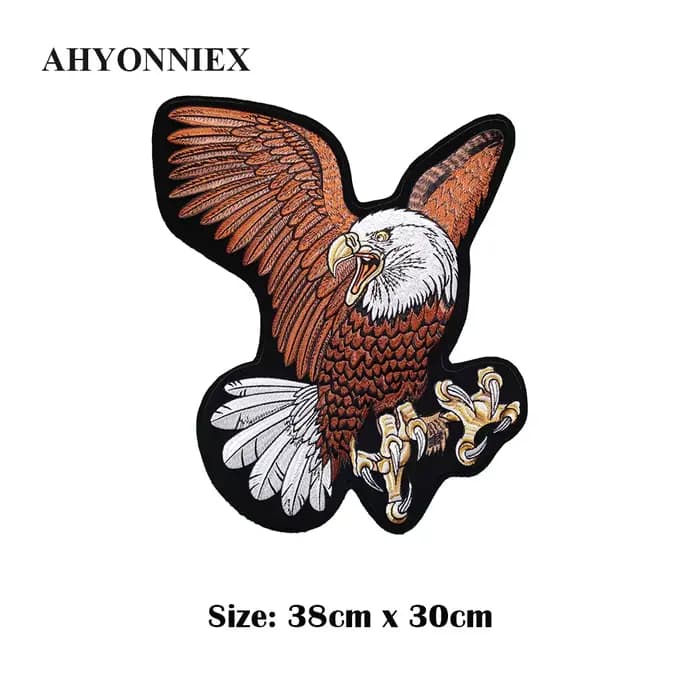 38CM X 30CM patchs de motard brodés pour jean hommes veste vêtements aigle Animal Style Punk Patch fer sur moto Parches