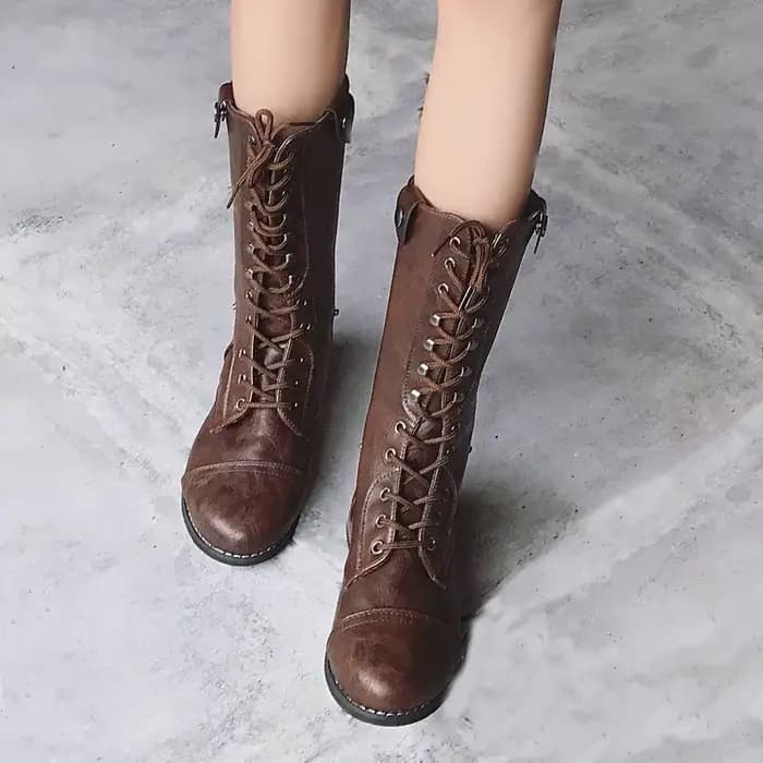 Bottes mi-mollet rétro à lacets pour hommes et femmes
