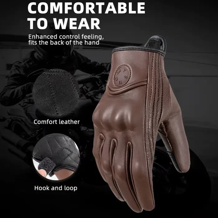 SUOMY gants de Moto marron Vintage en cuir hommes femmes