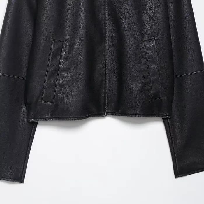 Vestes en cuir femmes noir Faux manteau vêtements d'extérieur solide à manches longues hauts 2025