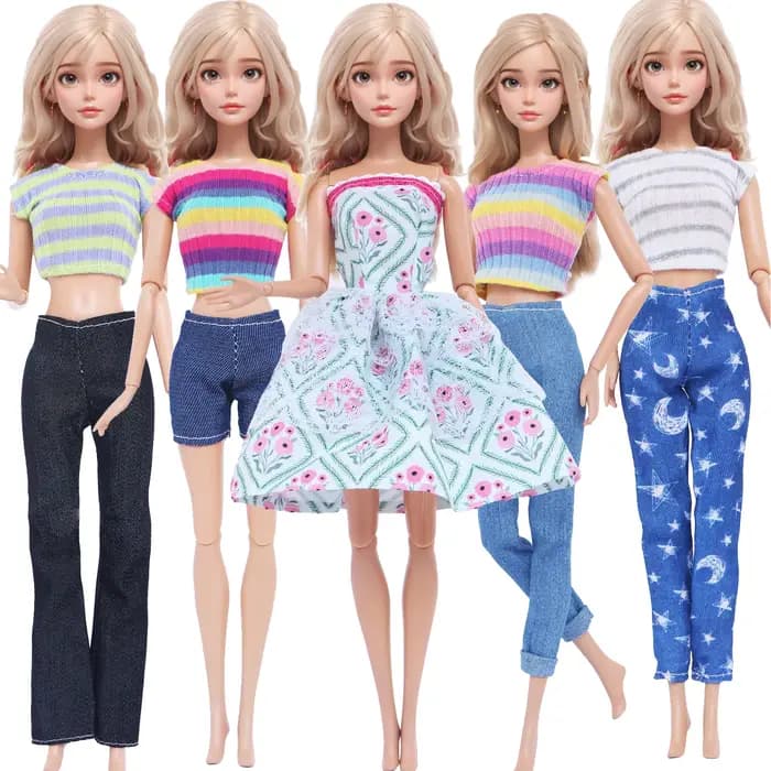 Tenue de poupée tendance 11,8'' style mixte, robe de mariée colorée, t-shirt, pantalon, accessoires DIY, vêtements pour poupée jouet 11,5''