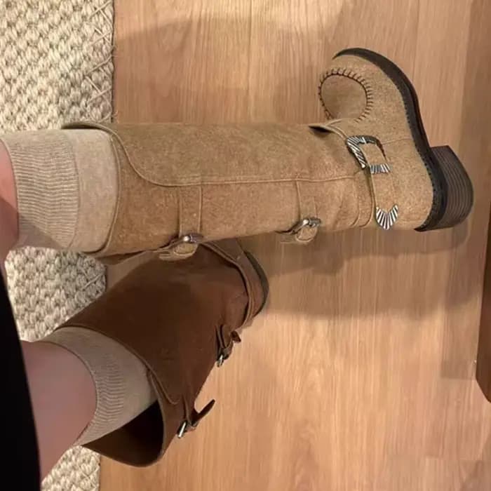 Bottes longues pour femmes chaussures à talons mi-hauts De créateur hiver grosses bottes Chelsea 2025 bottes gothiques De marche nouvelle tendance Mujer De Botas