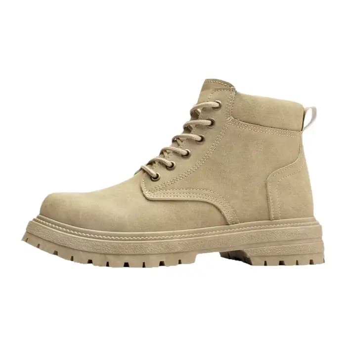 Bottes de moto mi-mollet en cuir mat rétro pour homme, style workwear, à lacets, à bout rond, semelles épaisses et chaudes pour l'automne et l'hiver
