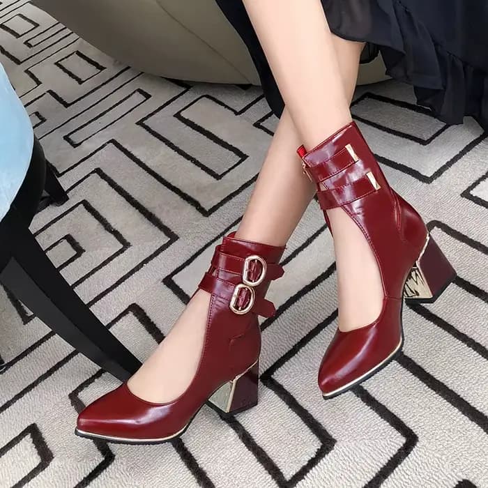 Bottes en cuir verni pour femmes, grandes tailles 48 petites 32, chaussures simples polyvalentes à talons hauts, nouvelle collection printemps et automne
