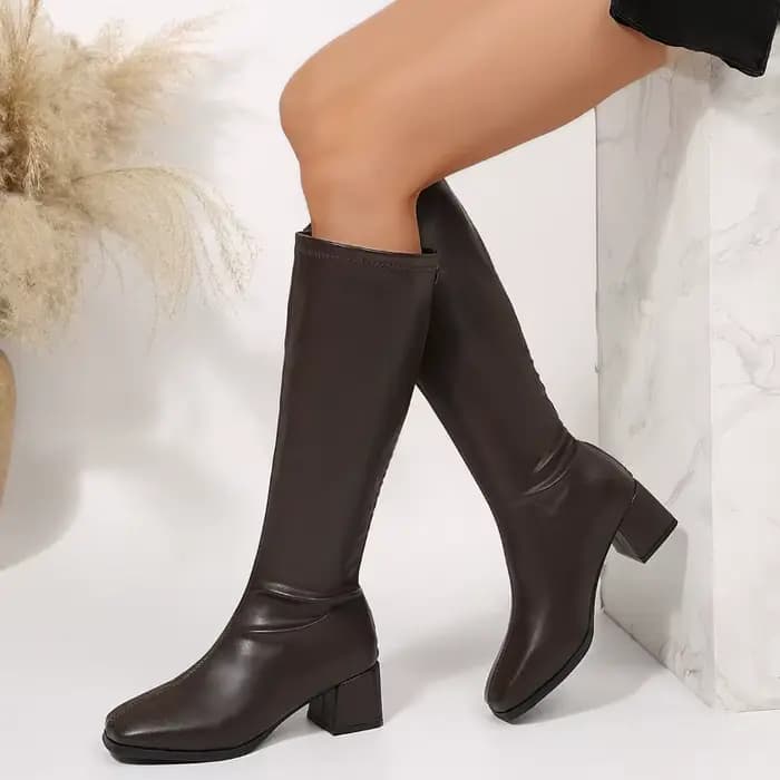 Bottes hautes en cuir souple pour femme